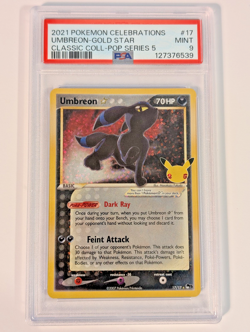 2021 Pokemon Celebrations Classic Collection Umbreon Gold Star #17 PSA 9 - Image 1
