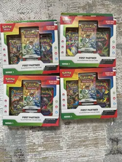 Pokemon TCG First Partner Illustration Collection Box Lot Of 4 Factory Sealed - Image 1