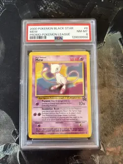 Pokemon TCG: Mew #8 NON-HOLO Pomo Black Star Pokemon League 2000 PSA 8 - Image 1