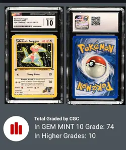 Sabrina's Porygon 1st Ed. Non-Holo #098/132- 2000 Pokemon Gym Challenge CGC 10 - Image 3