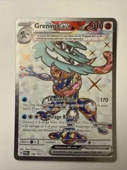 Greninja EX 198/167 Ultra Rare 2024 Pokemon Twilight Masquerade Full Art Card NM - Image 1