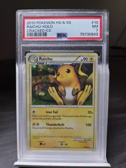 PSA 7 Raichu 010/123 Deck Exclusives Cracked Ice Holo Stage 1 Pokemon TCG 2010 - Image 1