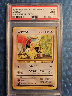 1999 Pokemon Meowth Japanese #16 Bulbasaur Deck PSA 9 - Image 1