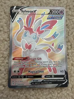 Pokemon Sylveon V Ultra Rare Full Art Rapid Strike Evolving Skies 183/203 Holo - Image 3
