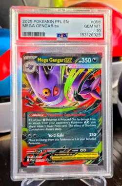 2025 POKEMON PFL EN-PHANTASMAL FLAMES #056 MEGA GENGAR EX PSA 10 - Image 1