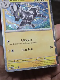 Pokemon TCG Zebstrika SVP 201 Cosmos Holo With Holo Bleed And Swirl!! NM - Image 2
