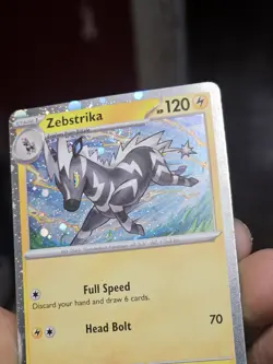 Pokemon TCG Zebstrika SVP 201 Cosmos Holo With Holo Bleed And Swirl!! NM - Image 3