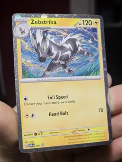 Pokemon TCG Zebstrika SVP 201 Cosmos Holo With Holo Bleed And Swirl!! NM - Image 4