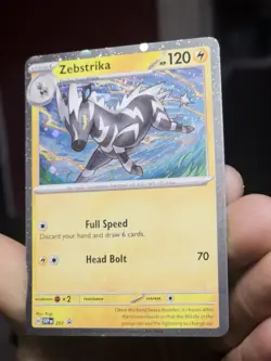 Pokemon TCG Zebstrika SVP 201 Cosmos Holo With Holo Bleed And Swirl!! NM - Image 5