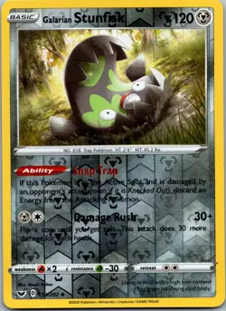 Galarian Stunfisk 132/202 - Sword & Shield Base Set Pokemon NM Reverse Holofoil - Image 1