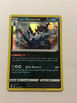 Pokemon Card Astral Radiance Holographic Hisuian Samurott 100/189 NM - Image 1