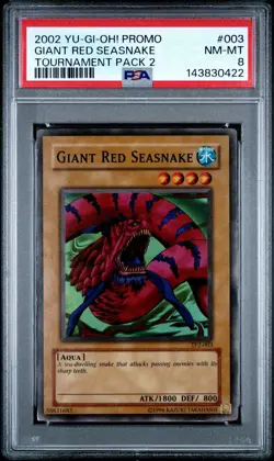 2002 Yu-Gi-Oh! Giant Red Seasnake Tournament Pack 2 TP2 Super Rare PSA 8 - Image 1