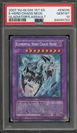 Yu-Gi-Oh! Elemental Hero Chaos Neos Gladiators Assault 1st Ed GLAS-EN036 PSA 10 - Image 1