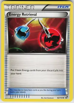 Pokemon Energy Retrieval 92/114 Black and White Uncommon card - Image 1