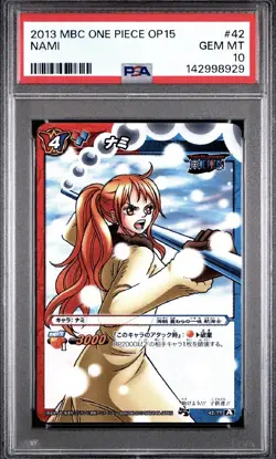 PSA 10 2013 MIRACLE BATTLE CARDDASS ONE PIECE OP15 NAMI 42 - Image 1