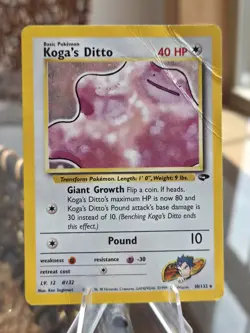 Pokemon TCG Koga's Ditto 10/132 Gym Holo WOTC Card HP Damaged - Image 1
