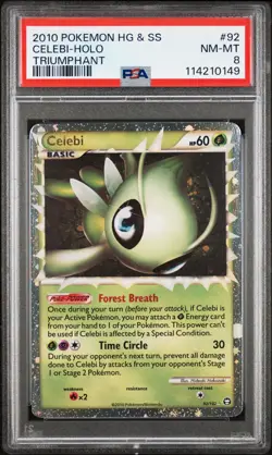 Pokemon PSA 8 NM/MINT 2010 Celebi 92/102 HG & SS Triumphant Holo Card - Image 1