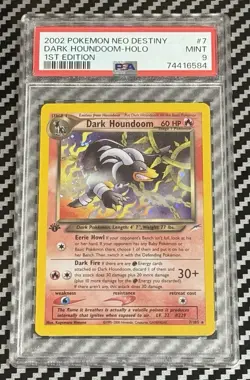 Pokemon 1st Edition Neo Destiny #7 Dark Houndoom Holo PSA 9 Card MINT Free Ship! - Image 1