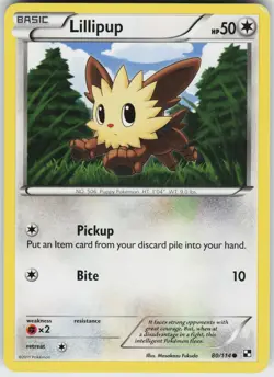Pokemon Lillipup (80) 80/114 Black and White Common card - Image 1