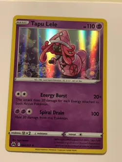 Pokemon Card Crown Zenith Holographic Bleed Error Tapu Lele 064/159 NM - Image 2
