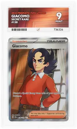 Pokemon TCG Giacomo Full Art Trainer Prismatic Evolutions Card 138/131 Ace 9 - Image 3