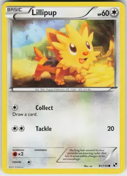 Pokemon Lillipup (81) 81/114 Black and White Common card - Image 1