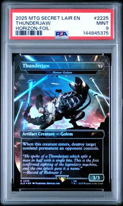 2025 MTG SECRET LAIR DROP HORIZON: INTO THE FORBIDDEN WEST-FOIL THUNDERJAW PSA 9 - Image 1