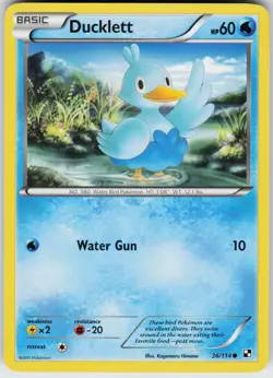 Pokemon Ducklett 36/114 Black and White Common card - Image 1