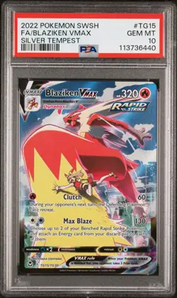 PSA 10 Pokemon Silver Tempest Blaziken VMAX TG15 Full Art Ultra Rare - Image 1