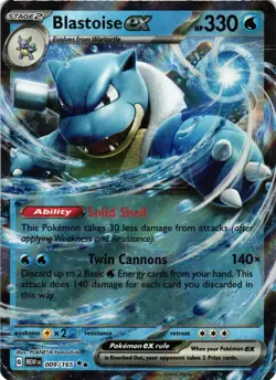 Pokemon TCG Blastoise ex Scarlet & Violet-151 009/165 Holo Double Rare VLP - Image 1