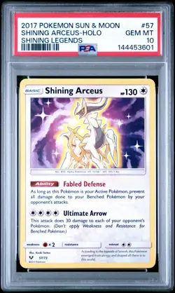 Shining Arceus Holo Shining Legends Pokemon Sun & Moon #57/73 PSA 10 Gem Mint - Image 2