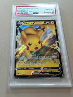 2020 Pokemon SWSH Vivid Voltage Pikachu V Holo 43/185 GEM MINT Graded PSA 10 - Image 1