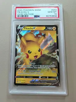 2020 Pokemon SWSH Vivid Voltage Pikachu V Holo 43/185 GEM MINT Graded PSA 10 - Image 2