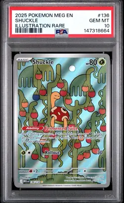2025 Pokemon Mega Evolution Shuckle Illustration Rare #136/132 PSA 10 GEM MINT - Image 1