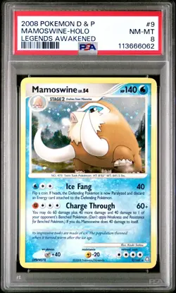 2008 POKEMON DIAMOND & PEARL LEGENDS AWAKENED #9 MAMOSWINE-HOLO PSA 8 - Image 1