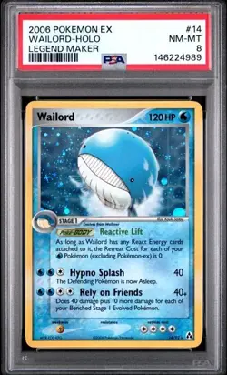 2006 POKEMON EX LEGEND MAKER WAILORD #14 REVERSE PSA 8 - Image 1
