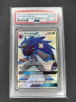 2017 Pokemon Hidden Fates Great Ball Collection Zoroark GX 77a PSA Gem Mint 10 - Image 1
