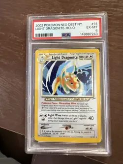 Pokemon TCG Light Dragonite Neo Destiny 14 Holo Unlimited Rare Card PSA 6 - Image 1