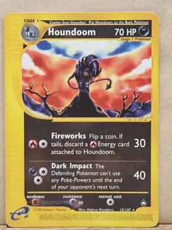 Houndoom Non-holo Pokemon Card *LP Condition* - Aquapolis E-Reader 2002 #15/147 - Image 1