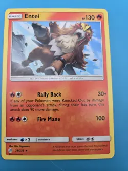 Entei Rare - 28/236 - Cosmic Eclipse Pokemon 2019 NM - Image 1