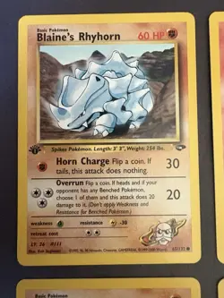 Pokemon TCG Gym Challenge 1st Ed Blaine's Rhyhorn, Vulpix, Mankey & Energy LP - Image 2