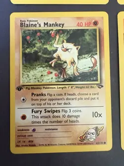 Pokemon TCG Gym Challenge 1st Ed Blaine's Rhyhorn, Vulpix, Mankey & Energy LP - Image 4