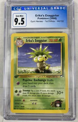 CGC 9.5 10 GEM MINT Pokemon Gym Heroes Erika's Exeggutor 1st Edition 44/132 - Image 1