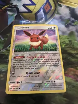 Eevee 101/149 Sun & Moon Base Set Reverse Holo Common Pokemon Card NM - Image 1