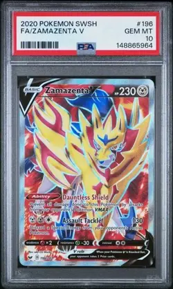 ZAMAZENTA V #196 - 2020 Pokemon Sword & Shield - PSA 10 Full Art - Image 1