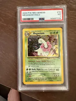 Pokemon TCG Meganium Neo Genesis Holo Rare #10 PSA 7 - Image 1