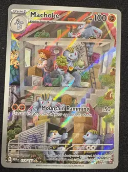 Pokemon TCG Scarlet & Violet Machoke Holo Card 151 Illustration Rare 177/165 - Image 1