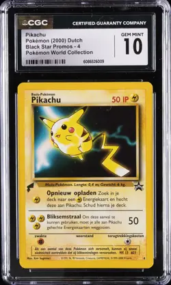 2000 POKEMON DUTCH BLACK STAR PROMOS POKEMON WORLD COLL PIKACHU CGC 10 GEM MINT - Image 1