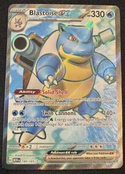 Pokemon TCG Blastoise EX 184/165 Scarlet & Violet Full Art Holo Ultra Rare - Image 1