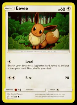 Eevee - 166/236 Common Pokemon SM - Cosmic Eclipse NM - Image 1